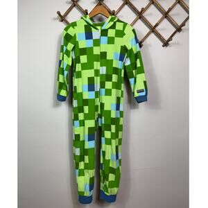 Minecraft Kids Fleece Creeper Hooded Jumpsuit Size M